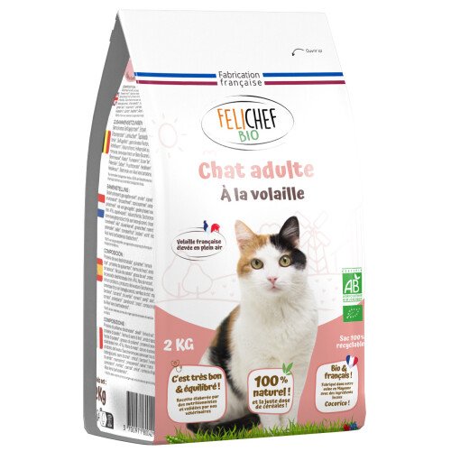 Felichef Bio kattenbrokjes gevogelte voor volwassen kat 2 kg