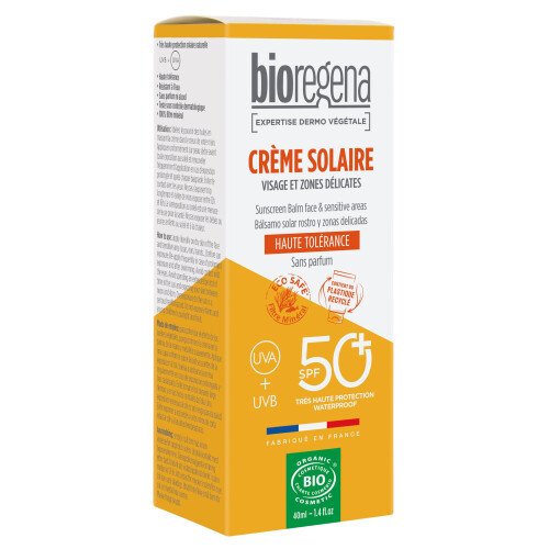 [31127] Bioregena Biologische zonnecrème voor gezicht en gevoelige zones SPF 50+ 40 ml
